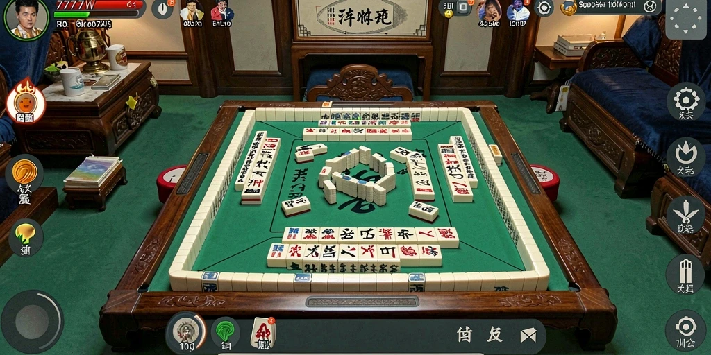 Screenshot gameplay <strong>7777W</strong> menampilkan papan Mahjong yang penuh warna.