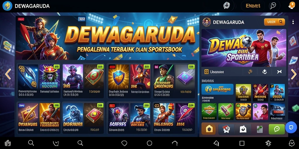 Tampilan utama DEWAGARUDA menampilkan berbagai pilihan taruhan olahraga.