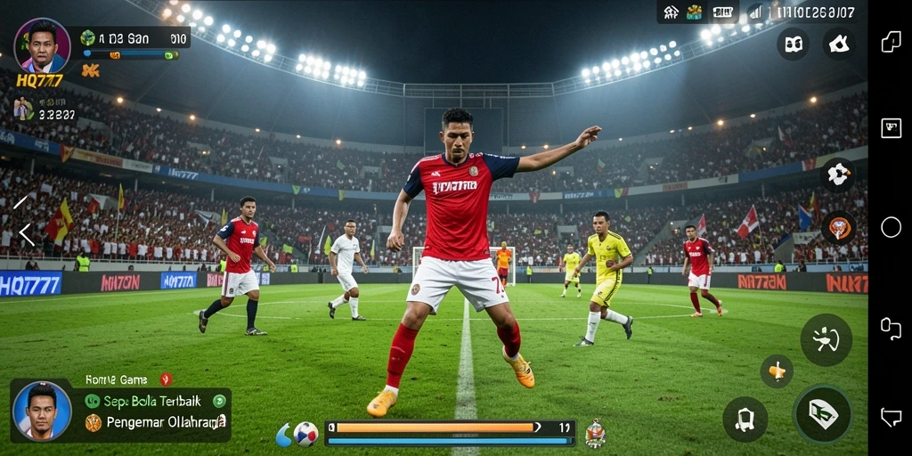 Tampilan gameplay HQ777 yang menampilkan laga sepak bola mendebarkan.
