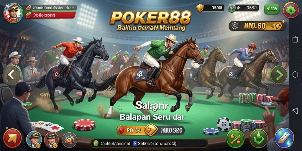 Screenshot gameplay POKER88 yang menunjukkan aksi balapan yang mendebarkan.