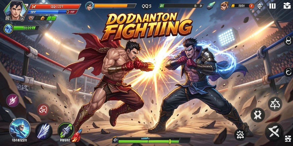 Tangkapan layar gameplay <strong>QQ1221</strong> menunjukkan pertarungan mendebarkan antar karakter.