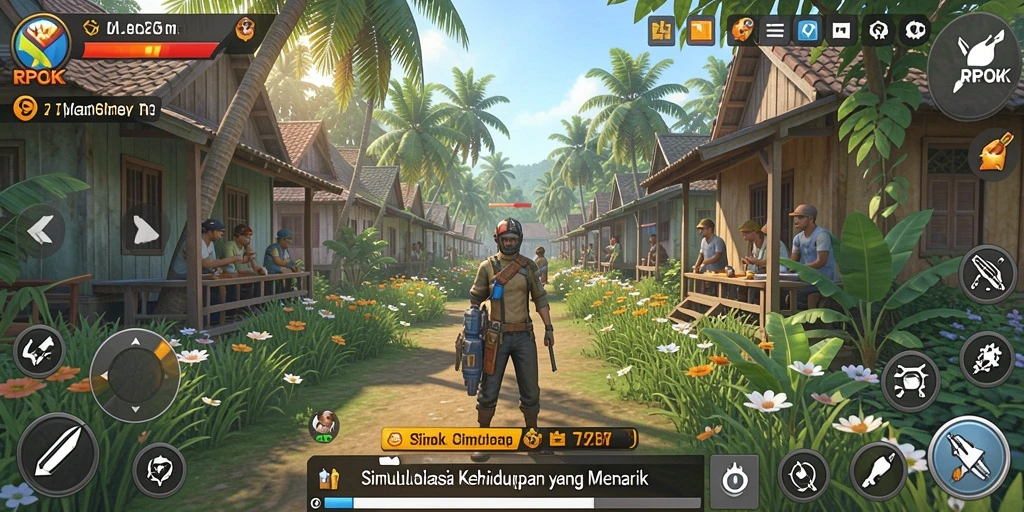 Tampilan gameplay yang menampilkan interaksi sosial di RPOK.