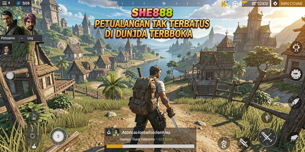 Gameplay <strong>SHE888</strong> menampilkan petualangan seru di dunia terbuka yang dinamis.