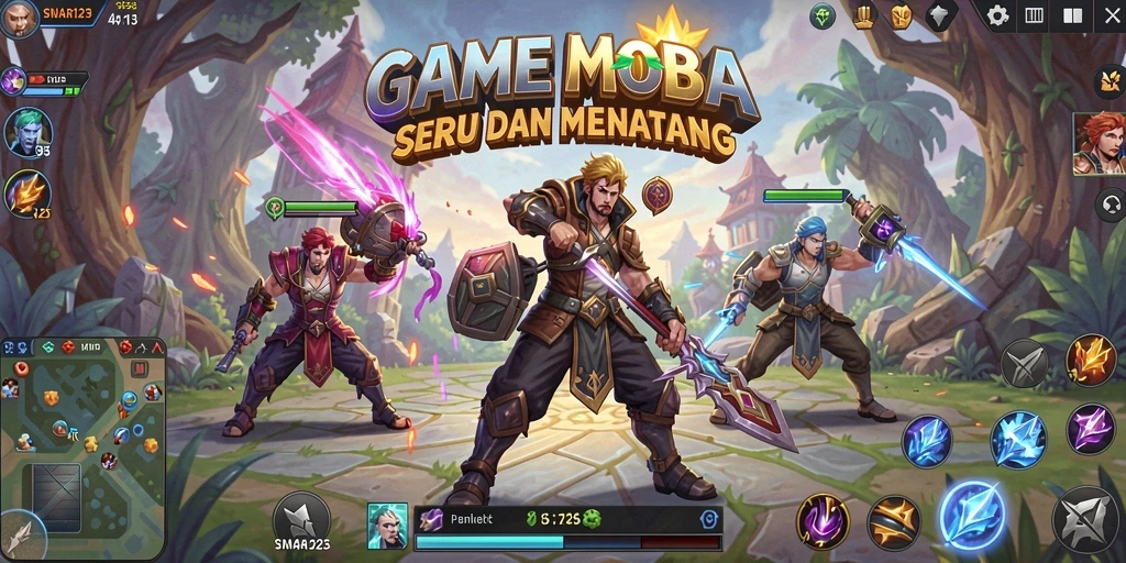 Tangkapan layar gameplay MOBA yang penuh aksi di SINAR123.