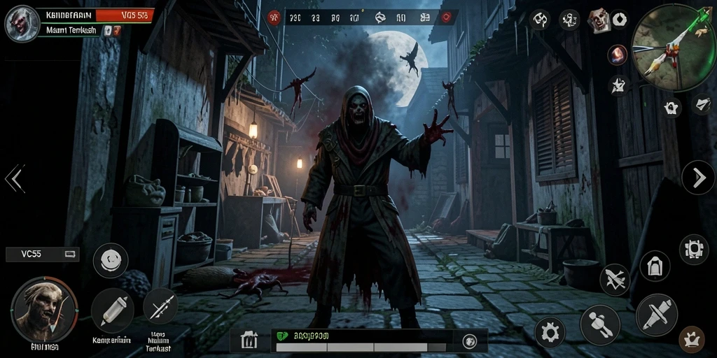 Screenshot menampilkan gameplay VC55 yang menegangkan dan atmosfer horor.