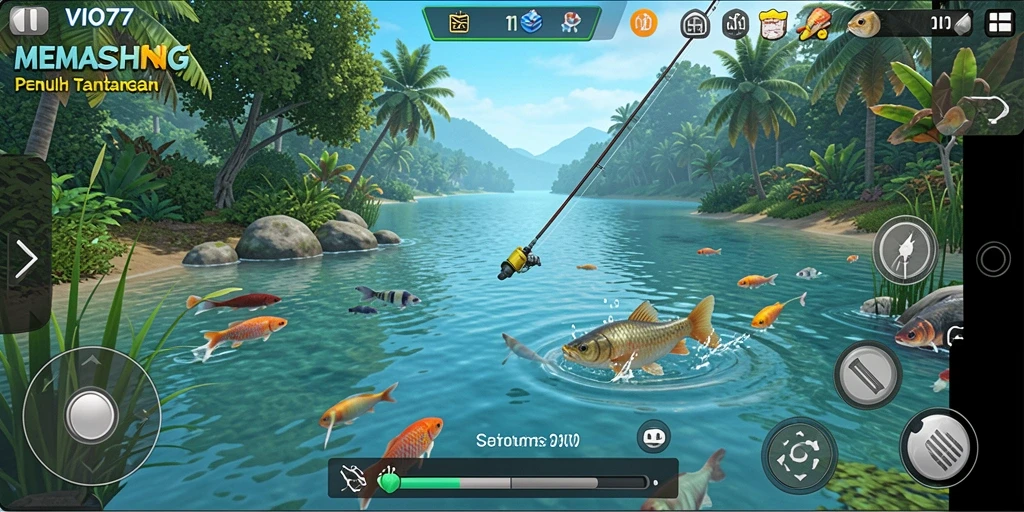 Tampilan gameplay VIO77 yang menakjubkan saat memancing di laut.
